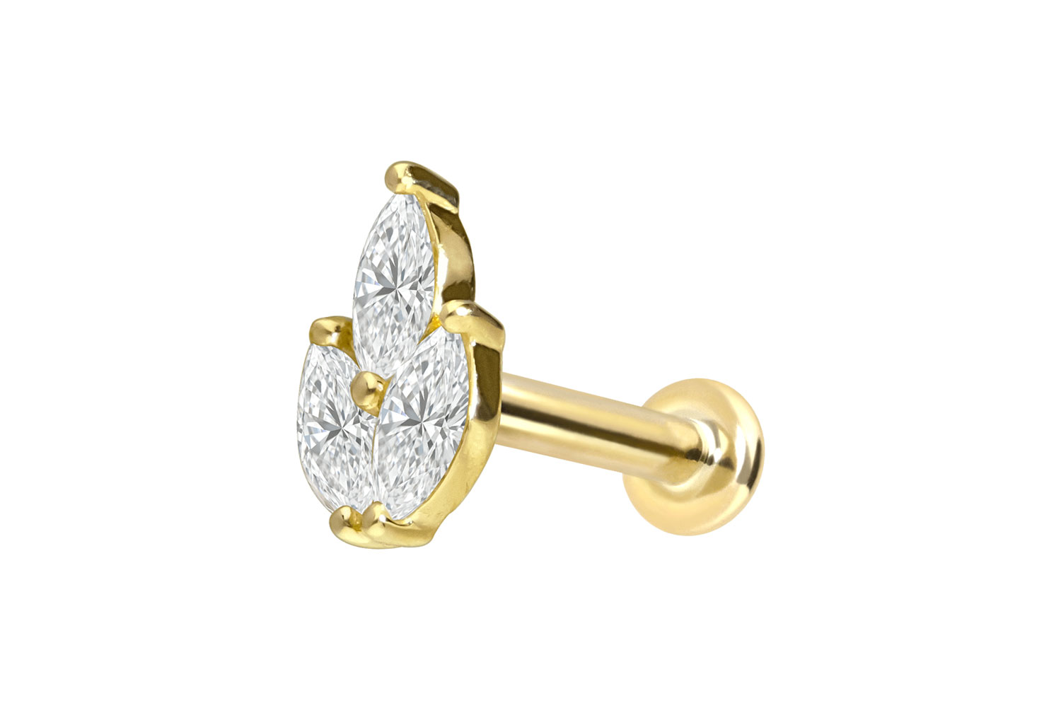 18 Karat Gold Labret Piercing mit Innengewinde DIAMANT-LOTUSBLÜTE